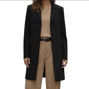 Apostrophe Long Blazer Black 7 Buttons Full Lining 2 Pockets Jackect Sz 12 NWOT